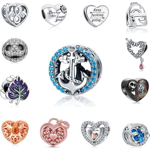 La Menars New Blue Anchor Bead Fit Original Pandora Charm Bracelet Genuine 925 Sterling Silver For Women Jewelry DIY Making