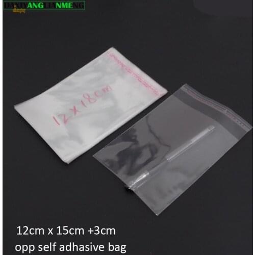 200pcs Clear Resealable OPP/Cellophane Bag 12x18cm(15+3) Transparent OPP Self Adhesive Plastic storage cosmetic Packing bags