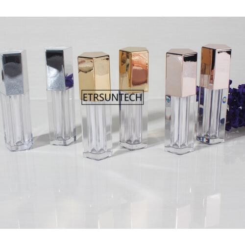 20pcs 9ml Empty Five Angle Rhombus Lip Gloss Tube Cosmetic Clear Lipbalm Container Gold/Silver/Rose Gold Makeup Vilas F2171