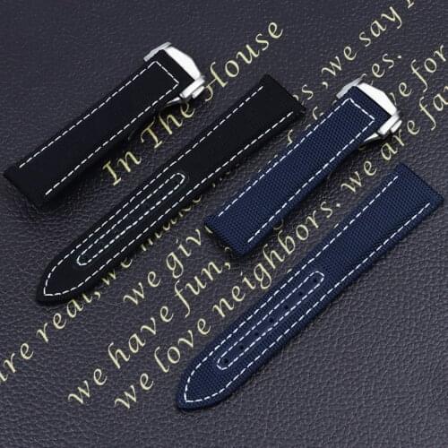 20mm Top Nylon Canvas Watch Band For Omega Strap Seamaster 300 AT150 Fabric Leather AQUA TERRA 150 Watchband Deployment Buckle