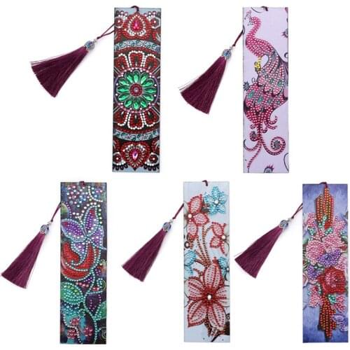 DIY Diamond Painting Leather Bookmark Tassel Book Marks Special Shaped Diamond Embroidery DIY Craft for Books Christmas Gifts