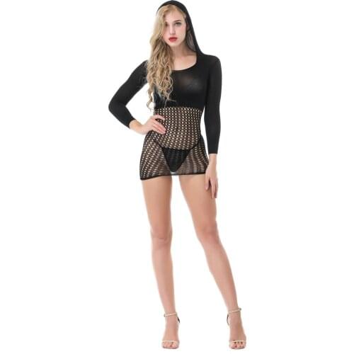 Europe and the United States new sexy mesh erotic with cap see-through erotic lingerie sexy temptation