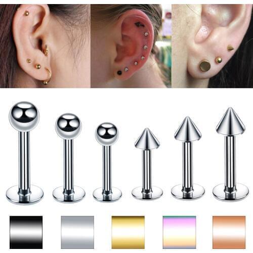 3pcs/lot Steel Labret Stud Rings Spike&Ball Lip Monore Piercing Ear Cartilage Tragus Helix Stud Barbell Earring Piercing Jewelry