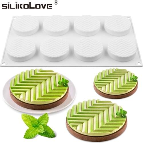 SILIKOLOVE 8 Cavities 3D Cake Mould Silicone Baking Mousse Cakes Round DIY Oven Safe Non-stick Brownie Dessert Molds Cake Tray