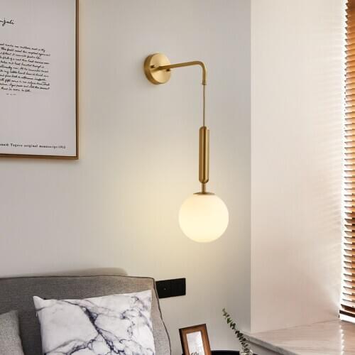 Modern Wall Lamp Led Nordic Minimalist Glass Ball Sconce Lighting Living Bedroom Fixtures Bedside Indoor Decor Luminaire Lights