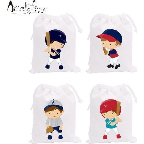 Sports Theme Party Favor Bags Baseball Boys Players Sports Meeting Birthday Event Candy Bags Gift Bags Party Container Supplies