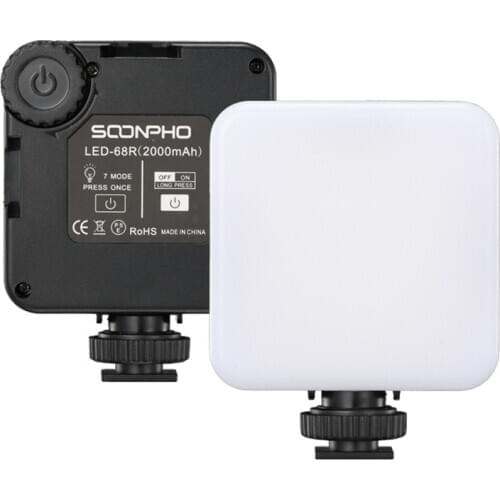 Soonpho 68R LED Video Light 6W 2000mAh Built-in Battery 5500K RGB Photographic Lighting Bright 2700K-6500K for youtube video