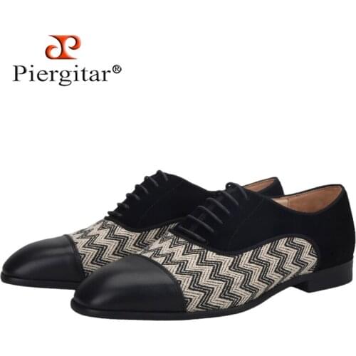 Piergitar 2021 New Stitching Materials Mens Lace-Up Oxford Shoes Italian Design Red Sole Shoes For Party And Wedding Plus Size