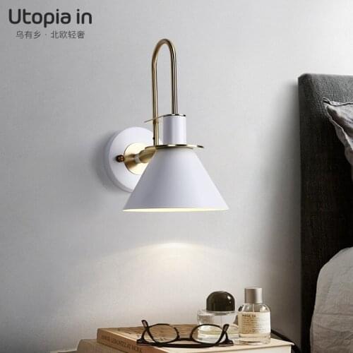 Vintage lamparas de techo colgante moderna nordic decoration home iron wood living room bedside corridor wall lamp