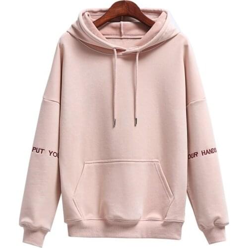New Commuter Fashion In Winter Women Hoody Keep Warm Sweatshirt Long Sleeve Fleece Embroidery Letters Korean Pullover Female