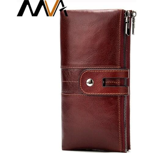 MVA Womens Purses Leather Wallet with Coin Pocket Luxury Wallet Cash and Card Coin Wallet Women Clutch Bag Genuine Leather 8560