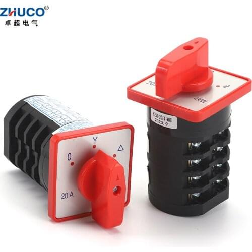 ZHUCO HZ5D-20/4 M07 M08 20A 4Kw 3 Positions 4 Poles Cam Switch For Two-Speed Motor And Star-Delta Starting Combination Switch