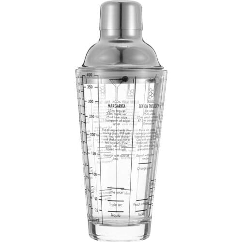 1pc 400ml Scale Pattern Glass Cocktail Shaker Wine Mixer Bottle Glass With Scale Mixing Bottle Transparent Mixer