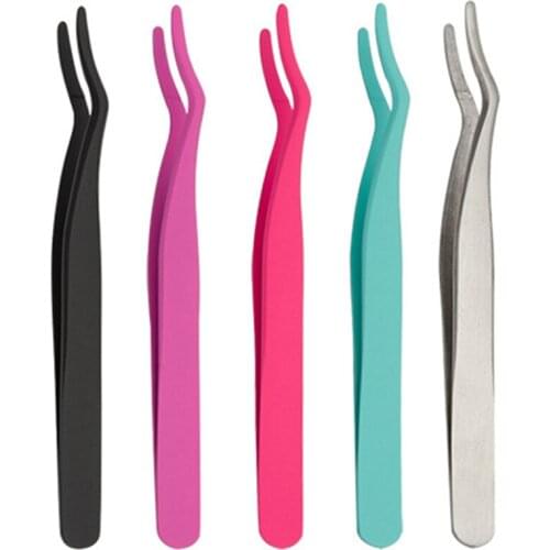 1Pc False Eyelash Tweezers False Eyelashes Applicator Stainless Steel Eyelash Extension Curler Nipper Clip Clamp Makeup Tools