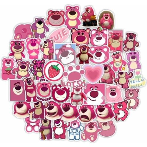 10/30/50PCS Strawberry Bear Pink Cartoon Children Girls Cute Graffiti Car Stickers Notebook Refrigerator Stickers Wholesale