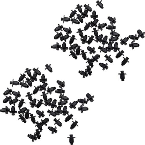 100Pcs Black Car Cowl Grille Clip Push Type Retainer Rivet Fit for Nissan Pickup D21 66814-01G00