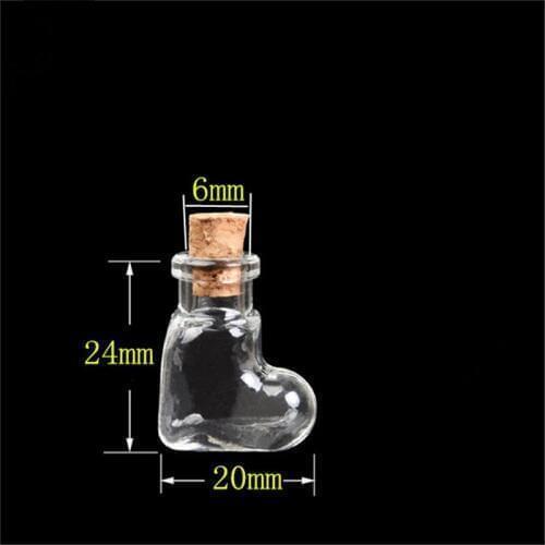 100 pcs 20x24x6 mm Small Glass Bottles With Corks DIY Mini Creative Heart Shaped Art Gifts Vials Cute Decorative Bottles