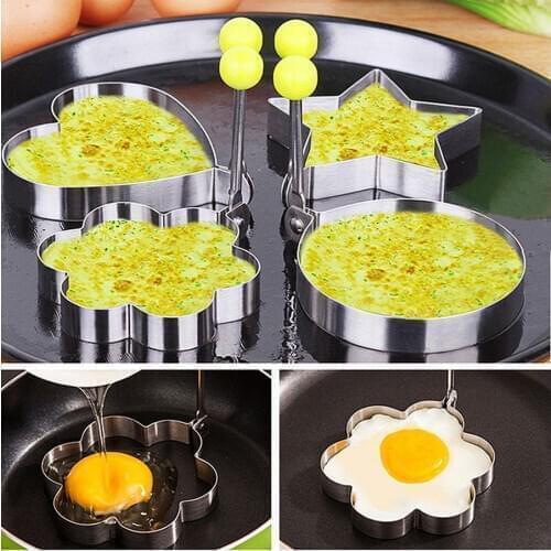 12Pcs/set Hot Fried Egg Shaper Stainless Steel Fried Egg Shaper Pancake Ring Mold Heart Shape Kitchen Egg Tool Kitchen Tools