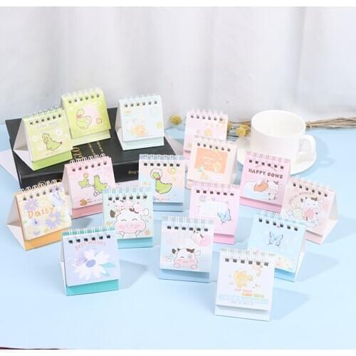 2021 Fresh Cartoon Mini Desktop Paper Calendar Dual Daily Scheduler Table Planner Yearly Agenda Organizer