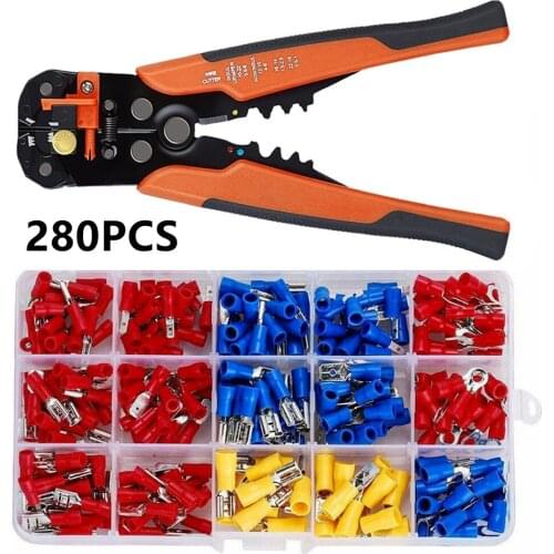 280PCS Electrical Wire Connectors, Insulated Wire Crimp Terminals, Mixed Butt Ring Fork Spade Bullet Quick Disconnect Assortment