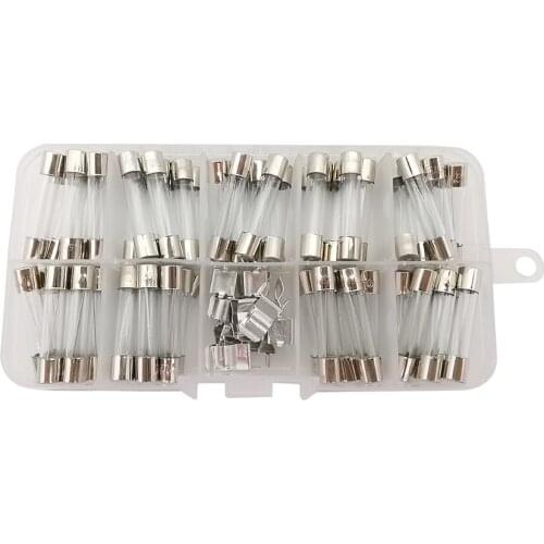 72Pcs M6x30mm Fast-Blow Fuse 0.5A 1A 2A 3A 5A 10A 15A 20A 30A Quick Blow Glass Tube Fuses Assorted Kit Fusiveis