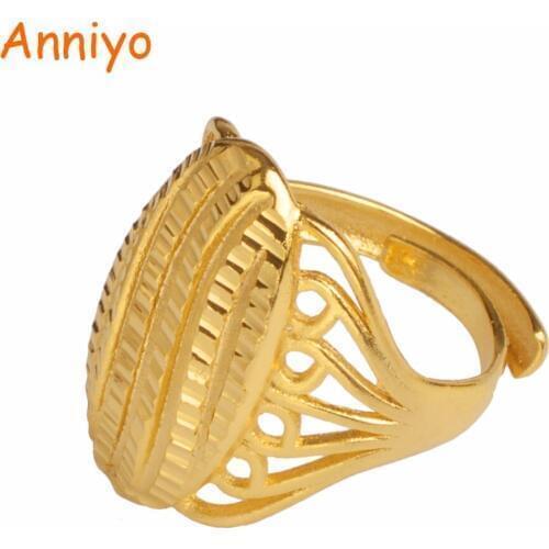 Anniyo African Wedding Ring for Women,Gold Color Eretrian Ethiopian Free Size Rings Dubai Arab Bride Jewelry Gifts #005925