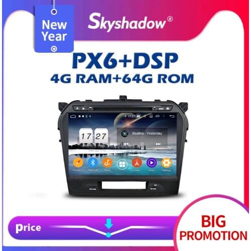 Carplay PX6 Car DVD Player DSP IPS Android 10.0 4GB + 64GB GPS Map RDS Radio Wifi Bluetooth 5.0 For SUZUKI Vitara 2015 2016 2017