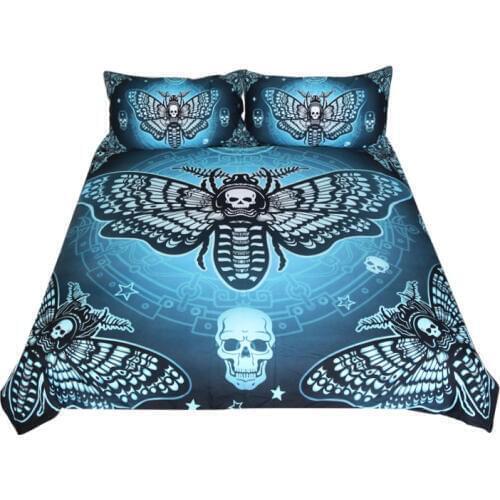 Free shipping blue star sky moth claw rams horn bedding set 1pc duvet cover&2pcs pillow cases home textile
