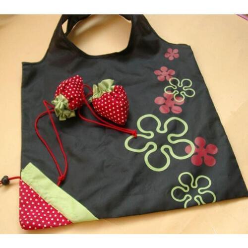 Large Strawberry Shopping Bags Eco Travel Tote Bag Folding Reusable Grocery Nylon Bag Black/Red/Blue/Orange/Yellow/Pink/Green