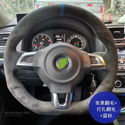 Steering wheel cover for Volkswagen Lavida plus Sagitar Golf Magotan Lamando Bora Passat Tiguan leather Auto parts accessories