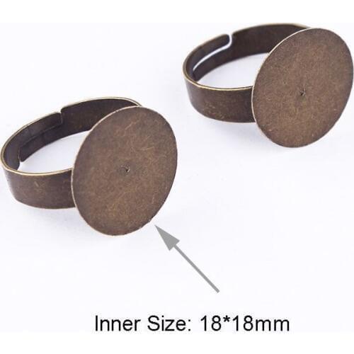 New Fit 18mm Round Ring Adjustable Antique Bronze Pendants Setting Cabochon Cameo Base Tray Bezel Blank DIY Jewelry Findings