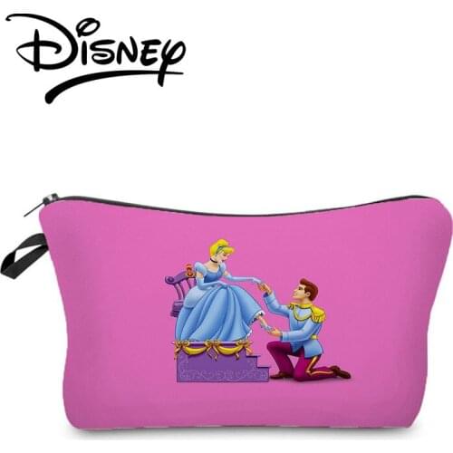 Disney Princess Cinderella Cosmetic Bag Cartoon Makeup Bag Child Organizer Bag Girl Pencil Case Gift Travel Polyester Wash Bag