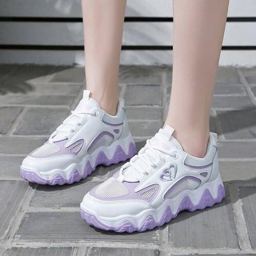 Spring Korean Platform Sneakers Women Shoes Thick Bottom Chunky Sneakers Breathable Mixed Colors Slip On Casual Shoes Woman 2021