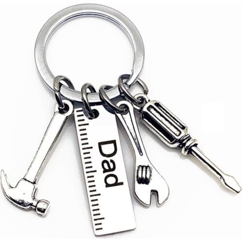Stainless Steel Ruler Hammer Wrench Screwdriver Keychain Dad Grandpa Key Chains Keyrings Hand Tools For Fathers Day Gift