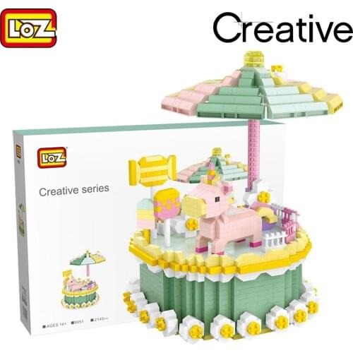 LOZ Diamond Blocks Carousel Birthday Cake Unicorn Tiny Particles Assembled Building Blocks Educational Toys for Kids Gifts