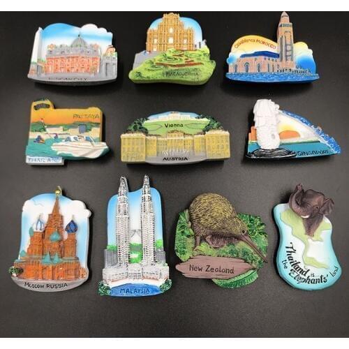 Fridge magnet souvenir 3D Austria Malaysia Vatican New Zealand Russia Macao Morocco fridge magnets resin refrigerator paste