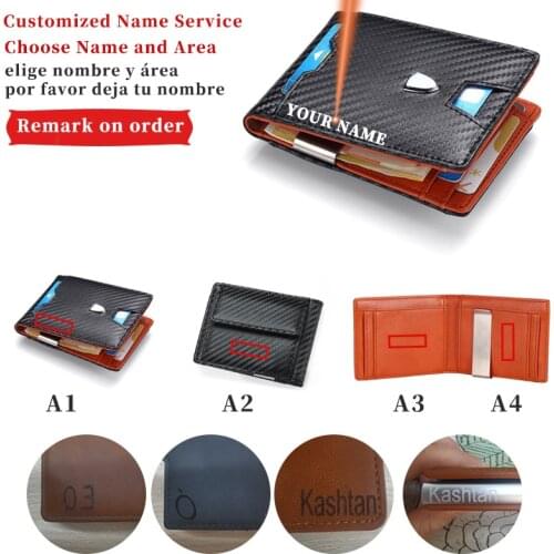 Custom Name Wallet Carbon Fiber Men Personalized Luxury Brand Card RFID Wallet Short Business Thin Leather Credit Card Holder