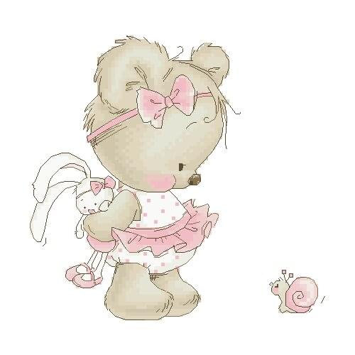 6-MM Counted Cross Stitch Kit Hamster Elf Handmade Needlework For Embroidery 14ct Cross Stitch Teddy Bear and Snail