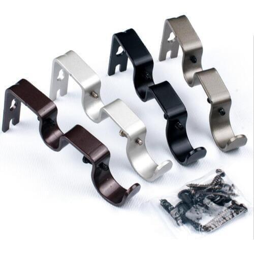 Set of 3 Adjustable Metal Drapery Double Curtain Rod Bracket Holder for 1 and 5/8inch Rod,Sturdy Steel