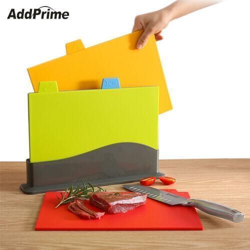 4Pcs/Set Chopping Board Set with Index Color Coded Food Icon Non-slip BPA-Free Food Grade Cutting Board Kitchen Accessories