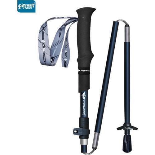 PIONEER 2Pcs Carbon Fiber Nordic Trekking Poles New External Lock System Adjustable Collapsible Camping Walking sticks