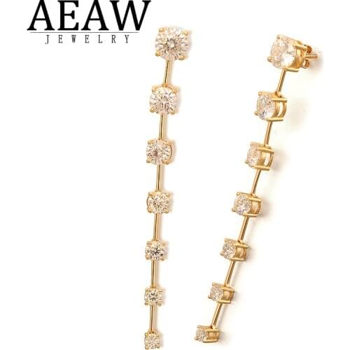 5.2carat total weight Moissanite Drop Earring Movement Earring D Color Round Excellent Cut VVS1 Moissanite Earring Real 14k Gold