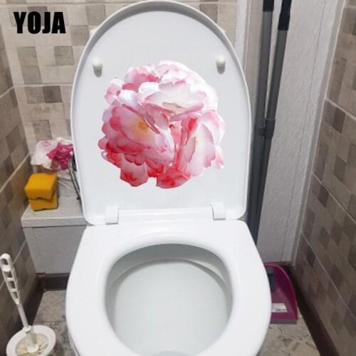 YOJA 21.1X21.3CM Beautiful Fresh Flower Bathroom Toilet Sticker House Decoration Wall Decal T1-1848