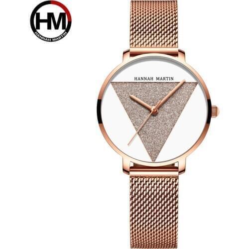 Hannah Martin Wrist Women Watches Luxury Rose Gold Quartz Watch Women Bracelet Waterproof Ladies Watches Steel Relogio Feminino