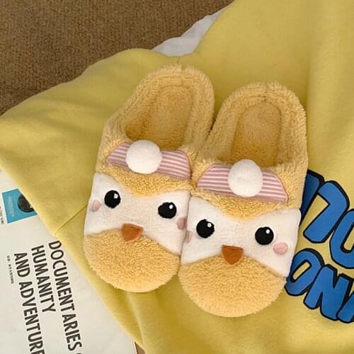 Womens Winter Cotton Shoes Cute Cotton Slippers Casual Warm House Shoes Ladies Plush Slides Female Furry Flip Flops