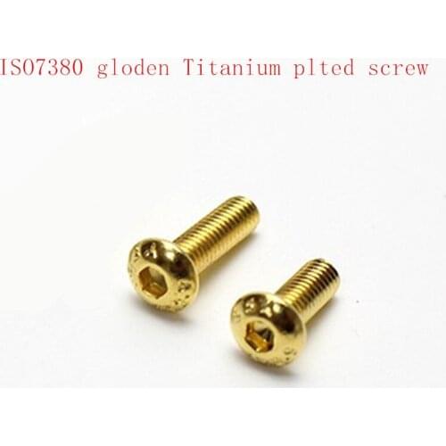 10-20Pcs G12.9 iso7380 steel with Titanium plating Gold Hex Screw M2 M2.5 M3 M4 M5 Hex Socket titanium plating glod head Screw