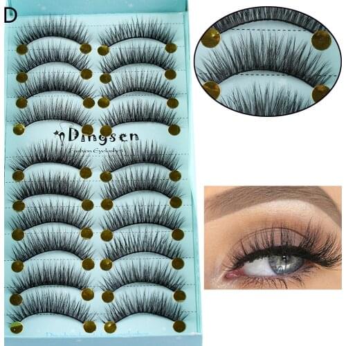 10 Pairs 3D Faux Mink Hair False Eyelashes Soft Natural Long Cross Extension Lashes Wispy Fluffy Fake Lashes Beauty Makeup Tools