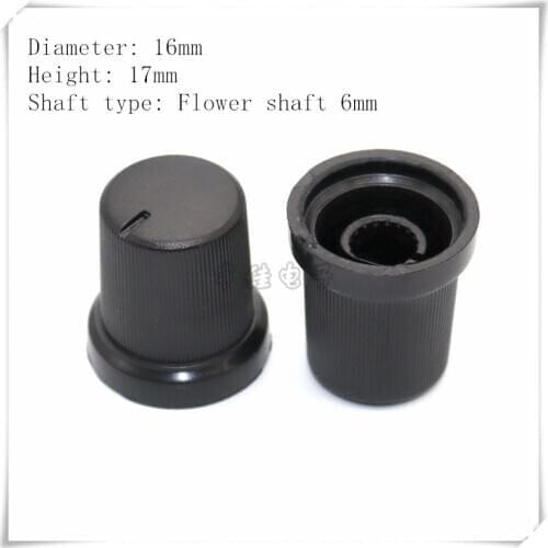 10 Piece 16mm*17mm black pattern plastic knob cap potentiometer encoder knob suitable for flower shaft 6mm