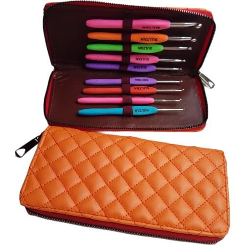 10 pcs Crochet Hook Case Set Soft Grip Ergonomic Plastic Handle Aluminum Needles Yarn Weaving DIY Craft Tools Sewing Knitting