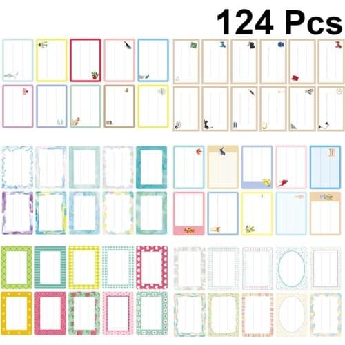124Pcs Package Stationery Label White Label Write Name Stickers Blank Sticker Label Stationery Sticker Category Name Stickers
